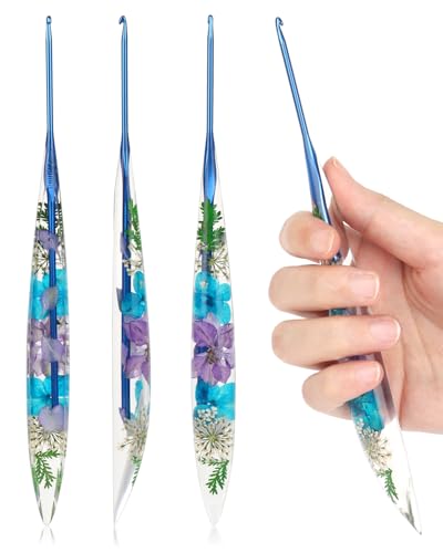 Coopay Crochet Hook, 2.5mm Ergonomic Crochet Hook with Floral Plastic Grips | Long Crochet Needles for Crocheting,Stylish and Unique, Ideal for Crocheting Blankets, Dolls, Shawls, Hats, Scarves (C-2.5mm) - size: C-2.5mm