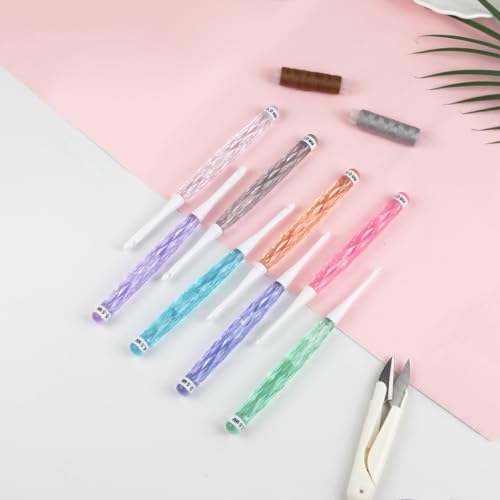 8-Size Inline Crochet Hook Set with See-Through Ergonomic Plastic Handles (2.5mm–6mm) – Ideal for Blankets, Dolls, Hats & Scarves