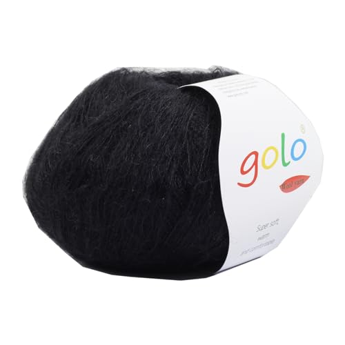 golo Mohair Yarn for Hand Knitting Wool Yarn for Weaving - color: 024-Black