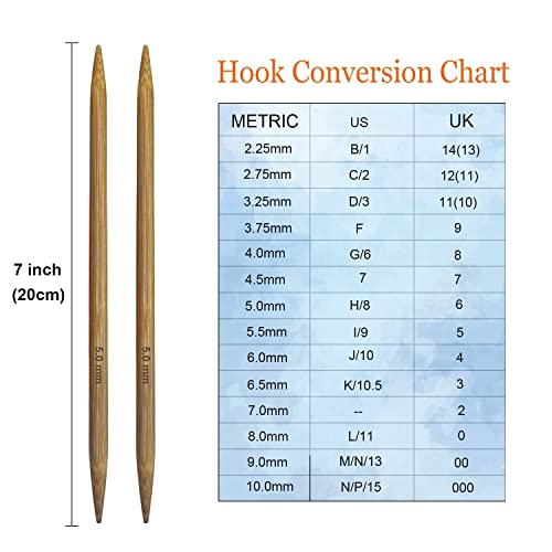 Mdoker Bamboo Double Pointed Knitting Needles Carbonized Bamboo Knitting Needle 7.9 inch(20cm) Length for Handmade Creative DIY Knitting Yarn Projects,Size US 2.5(3mm) - size: US-2.5-(3mm)