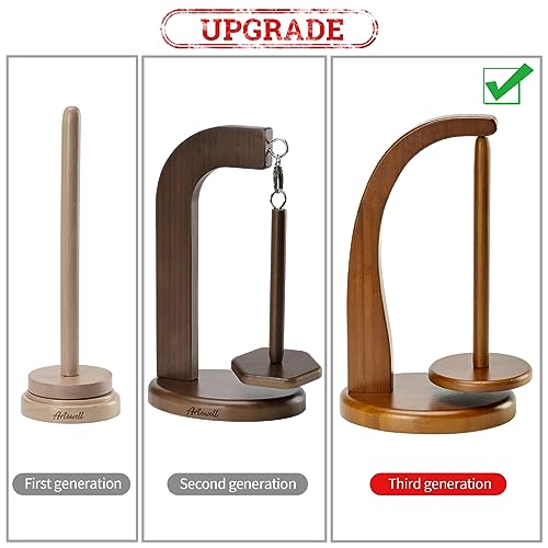 Yarn Holder for Knitting and Crocheting,Crochet Gift for Knitting Lovers,Wooden Yarn Spinner for Crochet by Artowell (Walnut Color) | Yarn Storage Organizer with Yarn Spinner for Balls，Crochet Gift for Knitting Lovers,Wooden Yarn Spinner for Crochet - col