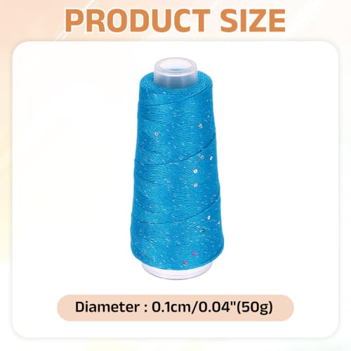 uxcell Cotton Silk Yarn Mercerized Cotton Silk Blend Sparkly Yarn with Sequins, 6-Ply Metallic Knitting and Crochet Thread for Hand Knitting Crocheting DIY Craft, 50g (Lake Blue) - color: Lake Blue