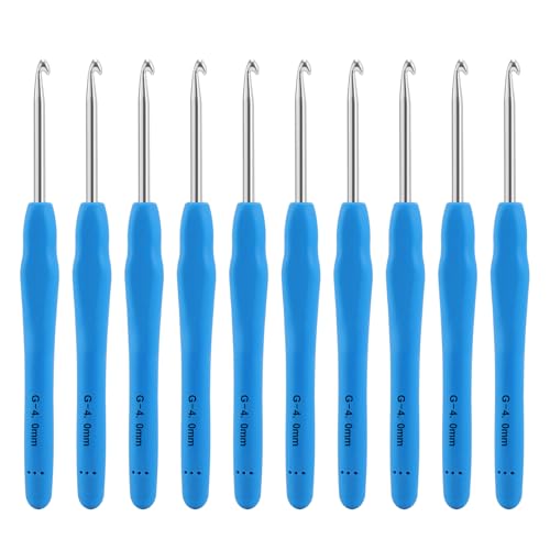 Vodiye 10PCS Crochet Hooks, Professional Extra Long 4.0mm, Ergonomic Handle, Crochet Needle for Beginners and Experienced Lovers - size: 10pcs - 4mm