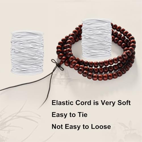LUSTEMBER Stretchy String for Bracelets, 2 Rolls 1 mm Sturdy Elastic String Elastic Cord for Jewelry Making, Necklaces, Beading (White) - size: 2 White