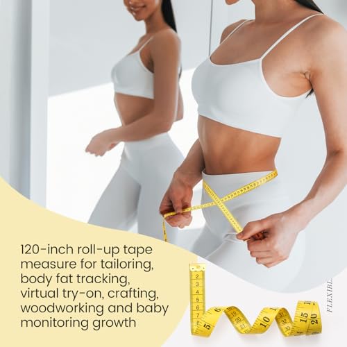 20 Pcs 120 Inch/300cm Soft Tape Measure Bulk Dual Scale Body Measuring Tape Sewing Fabric Tailor Ruler Easy to Read Craft Vinyl Ruler for Body Weight Loss Sewing Cloth Measurement(Yellow) - color: Yellow