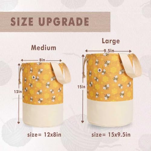 Yarn Bag, Knitting Crochet Bag, Portable Yarn Storage Bags Organizer for Crocheting Project, Store Skein Ball, Short Knitting Needle (Large, Bees) - color: Bees, size: Large