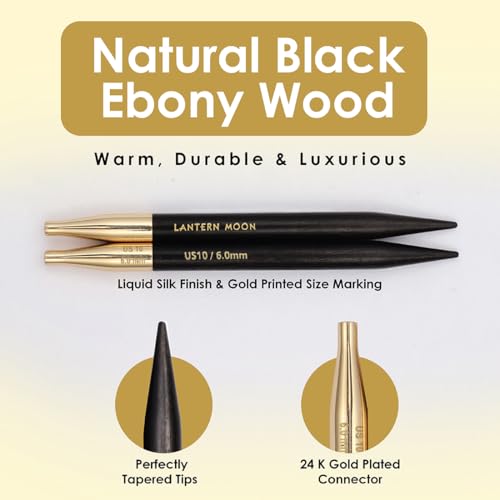 Lantern Moon Ebony Wood Interchangeable Circular Knitting Needles 5" (13cm) | US Size 13 (9mm) - size: US 13 (9mm)