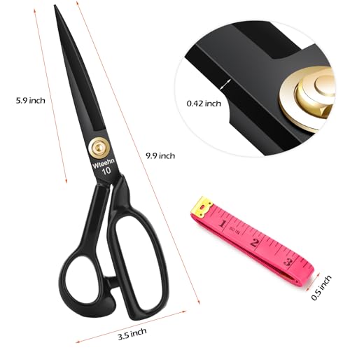 Fabric Scissors Professional, 10" Heavy Duty Sewing Scissor for Fabric Cutting, Tailor Sharp Sewing Shears for Cutting Leather craft Home Office Students Artists Dressmakers - size: 10 inch