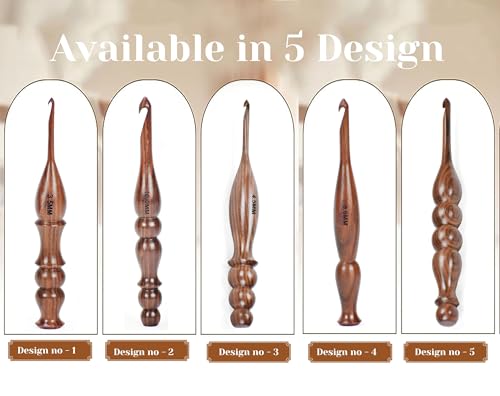 Wooden Crochet Hooks Set of 13 for Arthritic Hands | Ergonomic Soft Grip Handcrafted Knitting Needle for Crocheting and Knitting (Brown (Crochet - 1)) - color: Brown (Crochet - 1)