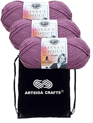 Lion Brand Yarn Vanna'S Choice 860-147 Purple | 3 Skeins, Same Dye Lot, Project Bag, CYC #4 Worsted, 100% Acrylic, Ideal for Crochet, Knitting Blankets, Hats, Scarves - color: 860-147-Purple