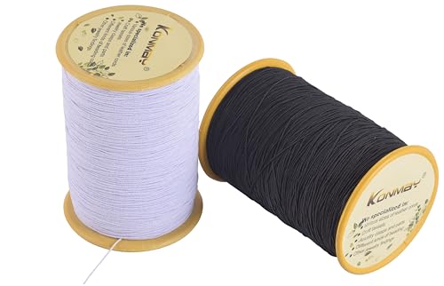 0.5mm Elastic Sewing Thread, 1100 Yards Black&White | Stretchy Sewing Thread for Knitting, Shirring, Smocking, Gathering,Ruching, Beading - color: Black&white