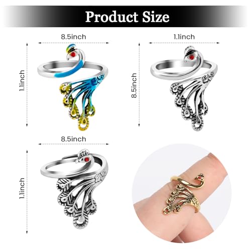 Namifin Crochet Ring for Fingure Adjustable Crochet Tension Ring Yarn Tension Rings Easy Crocheting Crochet Accessories Mother Grandma Thanksgiving Presents - color: Peacock Ring