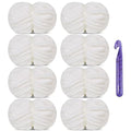8 Pack Chunky Chenille Yarn for Crocheting,Super Bulky Large Soft Thick Fluffy Plush Fuzzy Yarn for Hand Knitting Blanket (White) - color: white