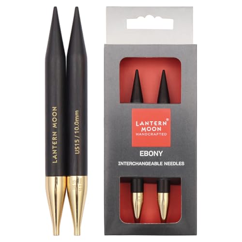 Lantern Moon Ebony Wood Interchangeable Circular Knitting Needles 5" (13cm) | US Size 15 (10mm) - size: US 15 (10mm)