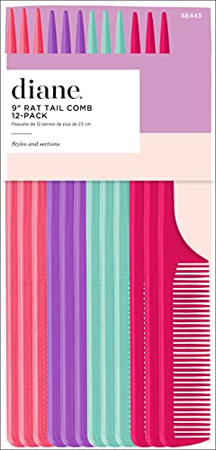 Diane SE443 Rat Tail Combs - 12 Count (Pack of 1) - color: Assorted, style: Rat Tail Combs