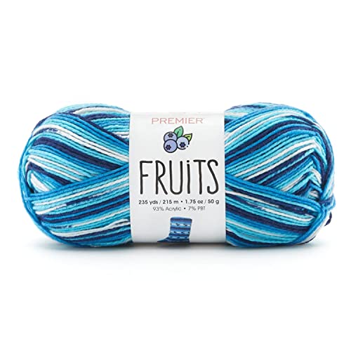 Premier Yarns Fruits Yarn, Acrylic Sock Weight Yarn for Crocheting and Knitting, 235 yds, Blueberry - color: Blueberry