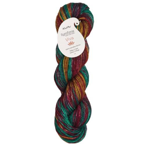 KnitPro Symfonie DK Weight Merino Wool Yarn 240yds, 100g, Party Lights | 100% Extrafine Merino, Hand Dyed, OEKO-TEX Certified, Superwash, Colorfast, #3 Yarn Skein for Knitting & Crochet - color: Party Lights