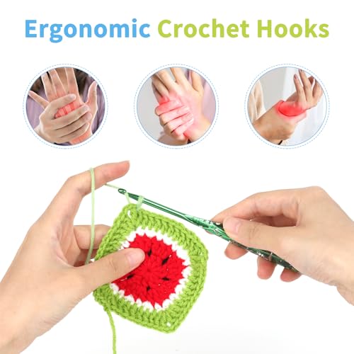 Coopay Crochet Hook, 4mm Ergonomic Crochet Hook with Floral Plastic Grips | Long Crochet Needles for Crocheting,Stylish and Unique, Ideal for Crocheting Blankets, Dolls, Shawls, Hats, Scarves (G-4.0mm) - size: G-4.0mm
