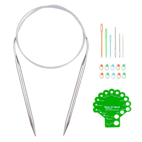 Hobekoee Circular Knitting Needle 40 inch (100cm),Size US 10 (6.0mm) Round Stainless Steel Knitting Needles for Smoothly Knit Blanket,Sweater,Coaster,Socks - size: US 10(6mm)