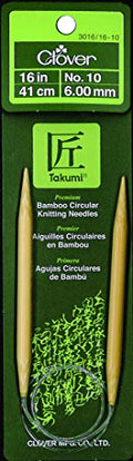 Clover 3016/16-10 Takumi Bamboo Circular 16-Inch Knitting Needles, Size 10
