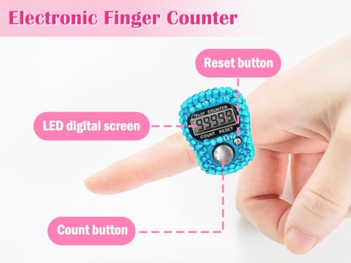 8PCS Electronic Finger Counter, Electronic Handheld Tally Counter, Digital Electronic Tasbeeh Counters, Manual Digital Clicker, for Row People, Score, Inventory, Store (Pink, Blue)