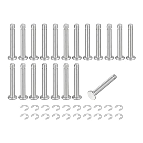 uxcell 20Set M3x20mm 304 Stainless Steel Cylindrical Shaft Snap Ring Locating Pin, Flat Head Grooved Hinge Cylinder Position Pin with E Clip Retaining Ring, Silver - size: M3x20mm