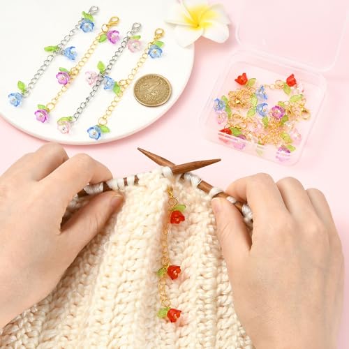 7-70Pcs Angel Wing Pendants Charms Miexed Color Acrylic Beads Charms Golden Dangle Pendants with Lobster Claw Clasps for Necklaces Bracelets Earrings Jewelry Making and Crafting - color: Golden Chain Flower -10 pcs
