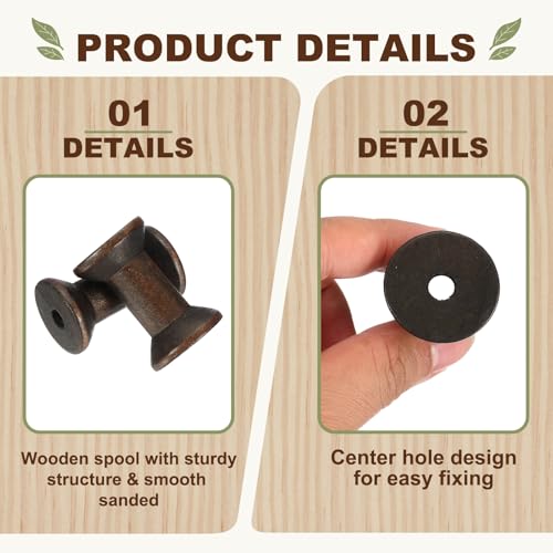 MECCANIXITY 26 Pcs 1.2"x2" Small Empty Thread Spools, Coffee Color Unfinished Wooden Spools Wire Weaving Bobbins, Wire Weaving Bobbins for Embroidery DIY Sewing Machines Cord Jewelry Chain - color: Coffee Color, size: 1.2"x2"