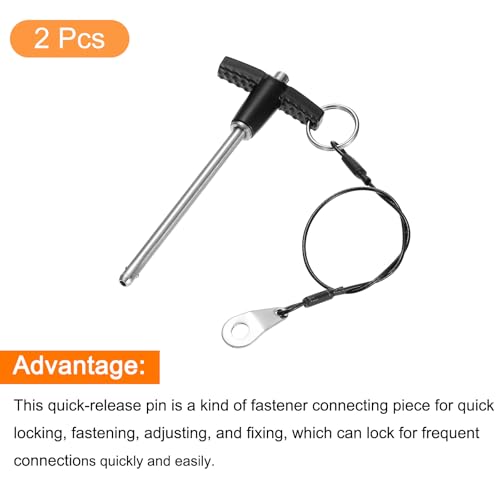 uxcell 2Pcs T Handle Lock Pins, 5mm x 70mm Usage Length Stainless Steel Push-Button Quick Release Pin - size: 5mm x 70mm