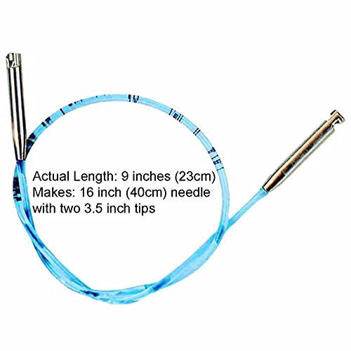 addi Skacel Click Interchangeable Cord 16 Inch for 3.5in., Rocket Tips | Uses addiClick Interchangeable System, Actual Length 9 inch (23cm) for Rocket Lace and Rocket 2 Squared Circular Tips - size: Actual 9 inch (23cm), Makes 16 inch (40cm)