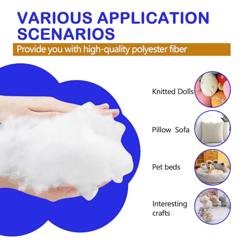 1500g/52.9oz Polyfill Stuffing for Stuffed Animals,Toys, Cloud Decorations | Hypoallergenic Soft Pillow Filling Stuffing, High Resilience Fill Fiber, Machine Washable, Natural White - size: 1500g/52.9oz