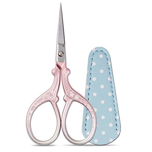 Embroidery Scissors Stainless Steel Sharp 3.6 inch Scissors | Leather Scissors Cover for Sewing Crafting, Art Work, Threading, Needlework - DIY Tools Dressmaker Small Shears - color: Pink Purple