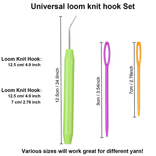 WILLBOND 9 Pieces Knitting Loom Hook Crochet Needle Hook with Convenient Handles and Large Eye Plastic Sewing Needles for Knitting Crafts(Green) - color: Green