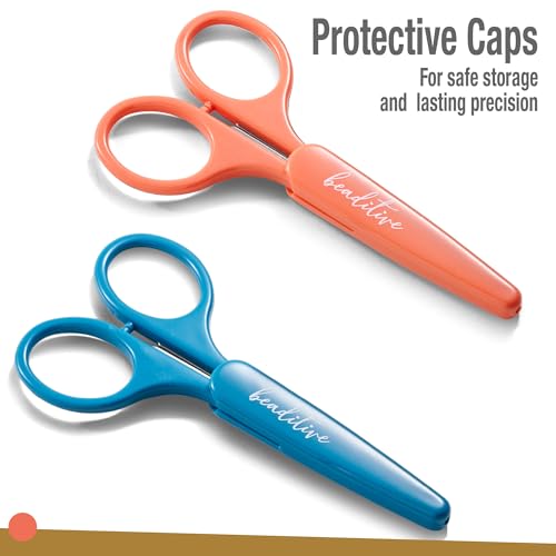 High Precision Detail Scissors Set (2-Pc) Sharp, Fine Tips | Paper Cutting, Scrapbooking, Sewing, Crafting | Stainless Steel | Protective Cover (Mid Century) - color: Mid Century