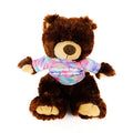 Plushland Chocolate Noah Teddy Bear 12 Inch, Stuffed Animal Personalized Gift - Custom Text on Shirt - Great Present for Mothers Day, Valentine Day, Graduation Day, Birthday (Tiedye) - color: Tiedye
