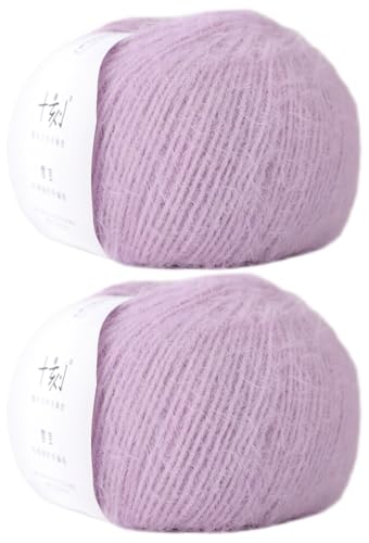 Snowbaby Wool Acrylic Blend Long Pile Yarn,(Worsted) Warm and Luxurious Fuzzy Yarn for Knitting and Crocheting DIY Hats Scarves Sweaters, 2 * 3.52oz/100g 207yds(25-Lilac Purple) - color: S25-Lilac Purple