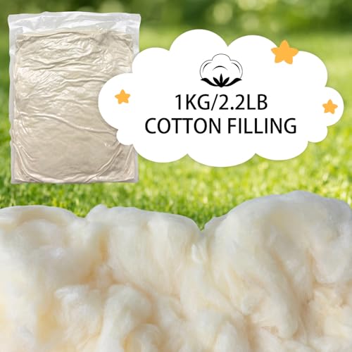 Cotton Stuffing 1000g/2.2lb Natural Yellow Soybean Fiber Craft Filler | Soft Amigurumi Stuffing, Perfect for Teddy Bears, Stuffed Animals, Crochet Projects & DIY Handcrafts - color: 1000g Cotton Stuffing Natural Yellow