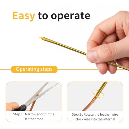 MateIJS 2pcs Brass Shoe Lace Needles, Long Jumbo Leather Sewing Needles with Prong Steel Tips for Leathercraft & Manual Lacing Threading (2 Pieces) - style: Brass