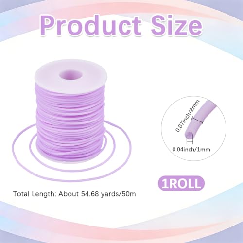 CRASPIRE 54.68 Yards 2mm Hollow Pipe Rubber Tube Cords Barber Cord for Knitting Purple Stitch Holder Tubing Keeper 1mm Hole Rubber Cord with Spool for Bracelet Jewelry Making DIY Crafts Bead Creation - color: Purple