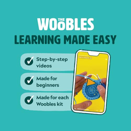 The Woobles Crochet Kit for Beginners (Sebastian the Lion) | As seen on Shark Tank, Kit includes: Easy Peasy Yarn, pre-started piece, hook, safety eyes, stuffing, video tutorials - color: Sebastian The Lion