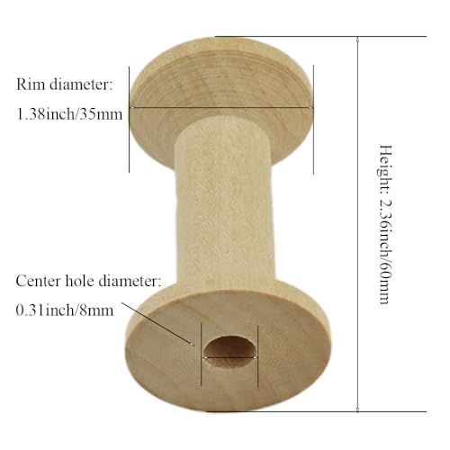 HAHIYO 2.36Inch/6cm 4PCs Natural Wood Unfinished Wooden Empty Thread Spool Smooth Wire Weaving Bobbin Textile Bobbin Rotatable Spool for Crafts DIY Art Education - color: Wood Color, size: 2.36Inch-4P