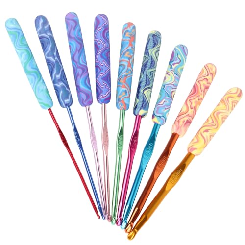 Coopay Warm Crochet Hook, Ergonomic Crochet Hook Set Soft Grip-Starry Night | 2.0mm-6.0mm Aluminum Crochet Needles w/ Long Handle for Grandma Crochets Yarn Craft - Premium Knitting & Crochet Supplies - color: Gorgeous Starry Night