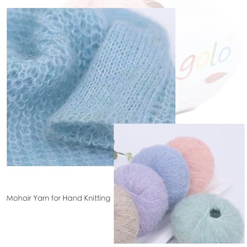 golo Mohair Yarn for Hand Knitting Wool Yarn for Weaving - color: 019-White
