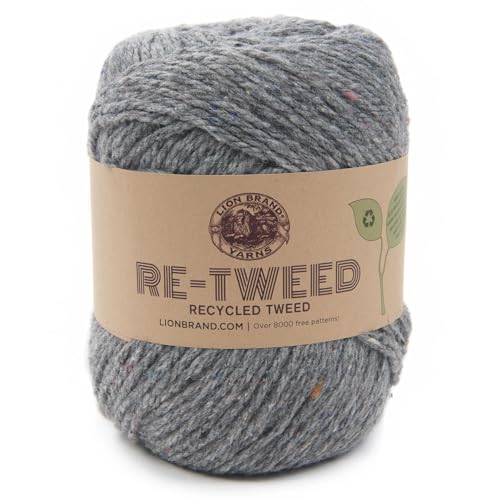 (1 Skein) Lion Brand Yarn ReTweed Yarn, Arctic Ice | Recycled Wool Blend Worsted Weight Tweed Fiber for Structured Bags, Natural Baskets, Warm Sweaters, Blankets - color: Arctic Ice, size: 1 Pack