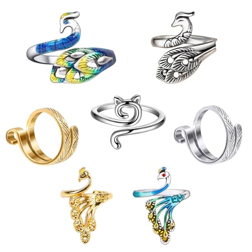 Crochet Ring, Adjustable Crochet Accessories Crochet Stuff Crochet Ring for Finger Yarn Guide Knitting Accessories Crochet Tension Rings for Crocheting,Crochet Tools for Mother Grandma Gifts- Multicolor 7 Pack - color: Multi-color, size: 7PCS