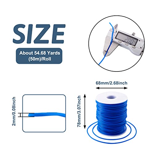 Beadthoven 2mm Hollow Pipe Rubber Tube Cords, 54.68Yards Barber Cord for Knitting Stitch Holder, Tubing Rubber Cord with Spool for Bracelet Jewelry Making DIY Crafts 1mm Hole - Blue - color: Blue, size: 2mm