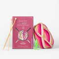 The Spinning Hand Knitting Kit for Beginners Adults – Educator-Designed, Self-Striping Wool Yarn, Bamboo Needles & Video Tutorials (Dragonfruit) - color: Dragonfruit