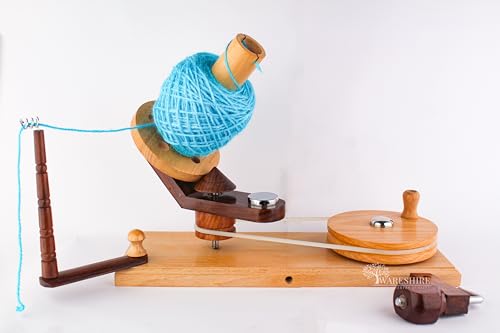 WARESHIRE Yarn Bowl and Ball Winder Combo Wooden Handmade Hand Operated | Natural Yarn Ball Winder Large Center Pull Cake with Wooden Yarn Bowl 6x3 inches | Yarn Ball Holder (Bowl+Mixwood) - color: Bowl+Mixwood