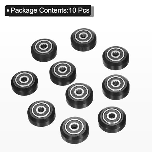 uxcell 10pcs 3D Printer POM Rollers, Solid High-Speed Gantry Wheels V Slot POM Pulley Wheel with 625-2RS Double Shield Bearing for 3D Printer, CNC Machine (Black)