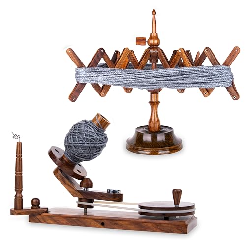 Ayan Handicraft Well Crafted Yarn Swift and Ball Winder Combo - Yarn Cake Winder, Yarn Winder and Swift, Yarn Winder Large Capacity (Rosewood Combo) - color: Rosewood Combo
